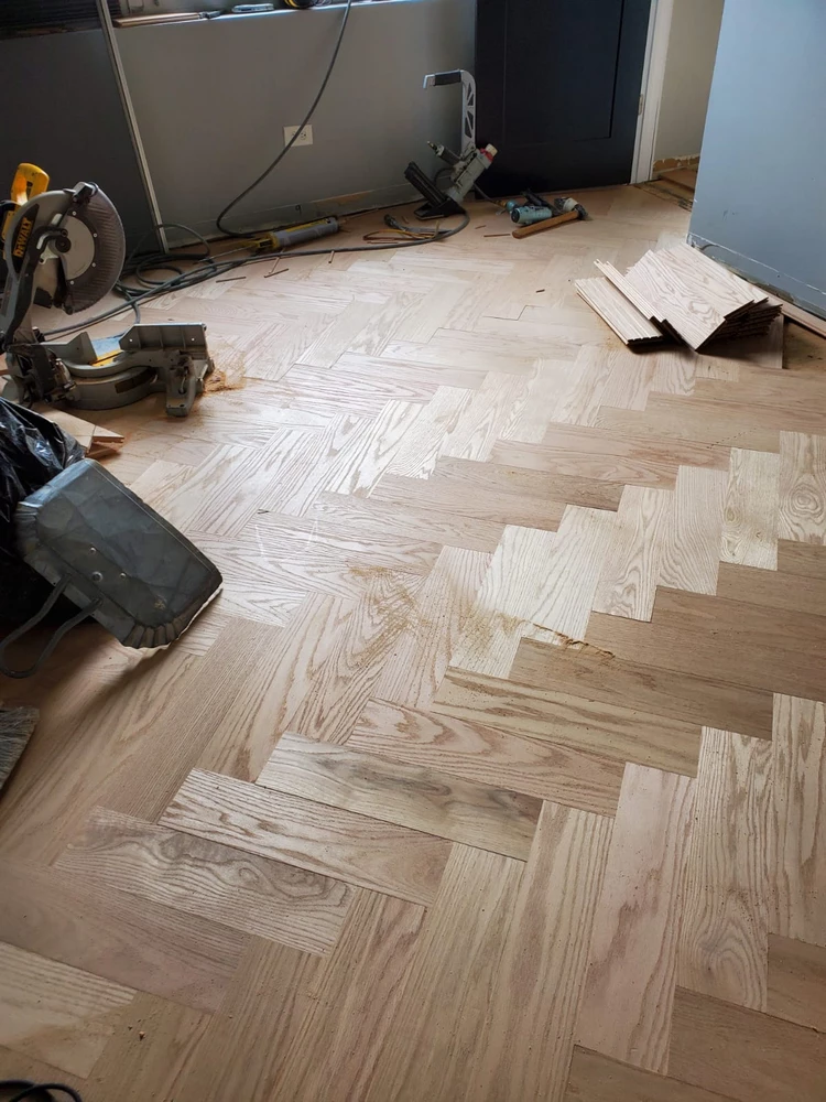 Modern planks added via flooring contractor Chicagoland